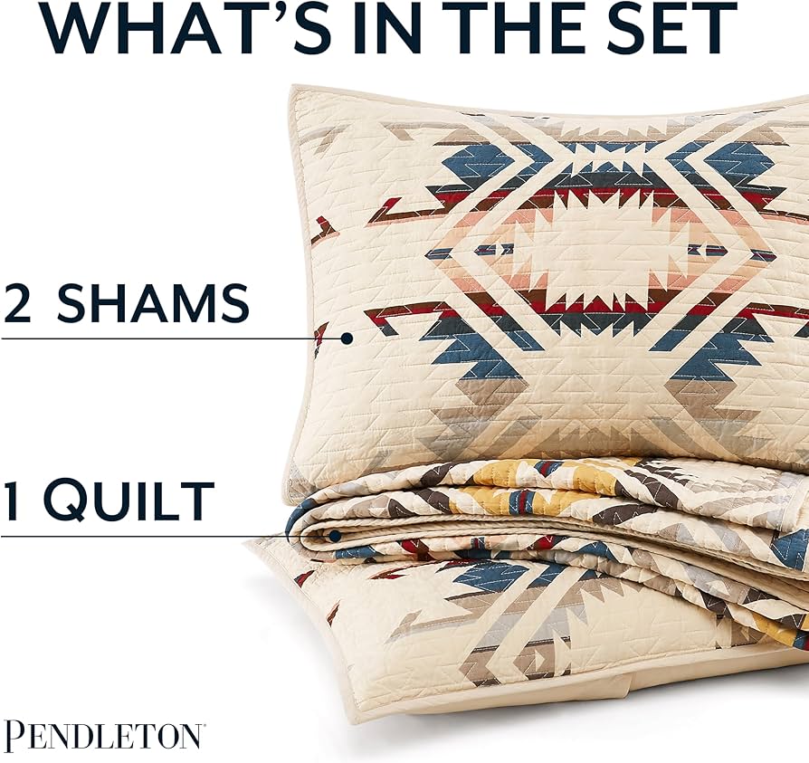 新品【PENDLETON】ベッドカバーセット 人気カラー Amazon｜PENDLETON ホワイトサンド フル/クイーンキルト寝具セット、枕